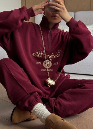 Теплый спортивный костюм, темно синий и бордо, xs,s,m,l,xl