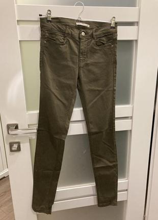 S zara хаки стретч зауженные джинсы скинни