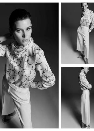 359. zara, сатиновая блуза с эффектным принтом
