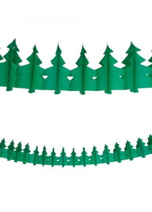 Новогодний декор гирлянда бумажная 3d елочки длина 3 метра
