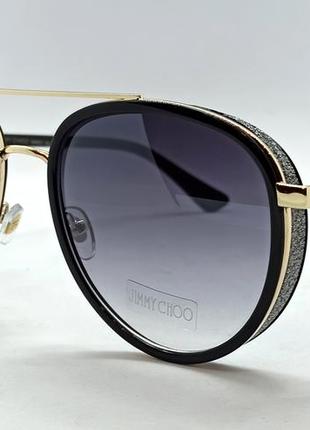 Jimmy choo очки женские солнцезащитные модные черные с золотом градиент