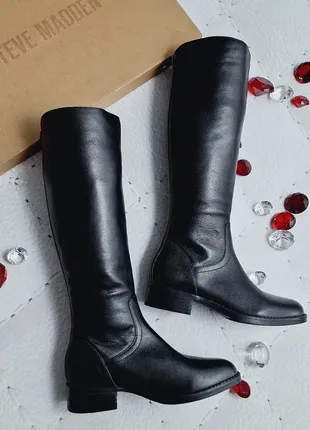 Steve madden оригінал чорні шкіряні демісезонні чоботи