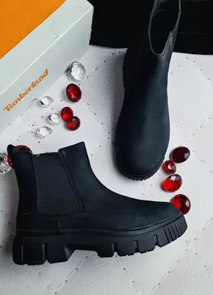 Timberland оригінал чорні шкіряні (нубук) черевики челсі на платформі