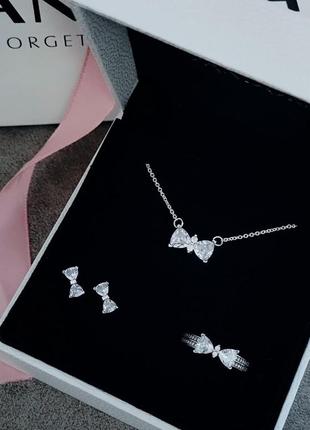 Pandora набір комплект пандора сережки кульчики каблучка перстень підвіска