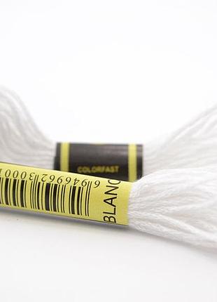 Нитки муліне для вишивки схс blanc-білі, 8 м
