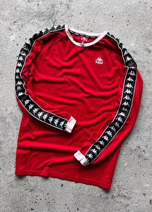 Kappa mens red long sleeve t-shirt panel logo crew neck лонгслив с лампасами