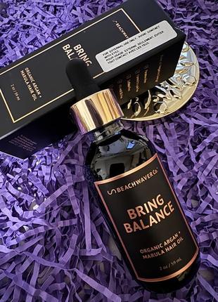 Салонне лікування для пошкодженого сухого волосся і шкіри голови beachwaver co bring balance organic argan + marula hair oil, 59ml