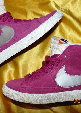 Оригинальние кожа-замш спортивние фирменние утепленние кросовки nike найк .39-40