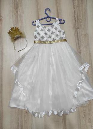 Нарядное платье, маскарадное, карнавальное пышное платье зима, снежинка