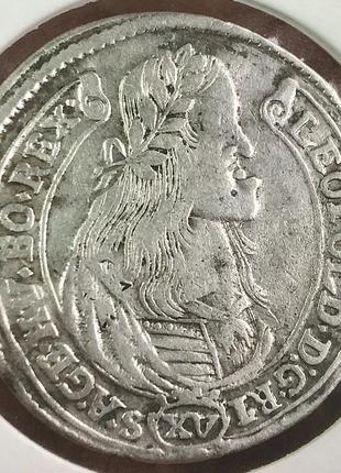 Австро-угром. 15 крейцеров 1663 р. nb (жидкий тип)