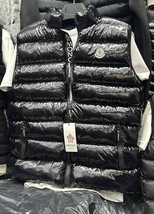 Premium | чоловіча жилетка moncler без капюшона | жилетка монклер moncler стьобана блискуча 1:1 до оригіналу