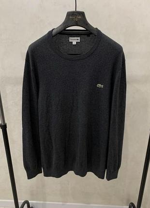 Свитер lacoste джемпер серый мужской