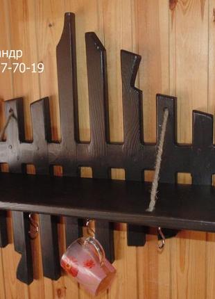 Полка " костяк рыбы" из дерева ( мини-бар деревянный, для алкоголя )