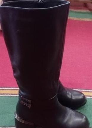 Кожаные сапоги зимние