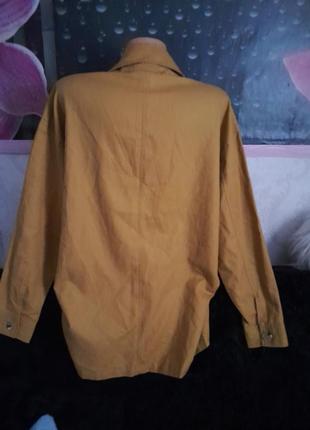 Фирменный пиджак рубашка зара лен + коттон.4 фото