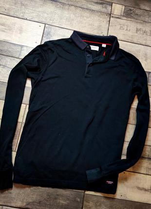 Мужская хлопковая модная винтажная поло с длинным рукавом superdry в черном цвете размер м