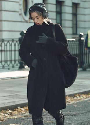 Длинное пальто из искусственной овчины zara