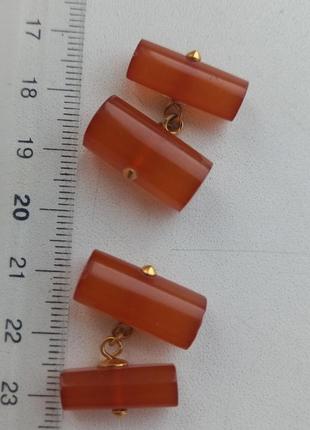 Винтажные запонки, янтарь