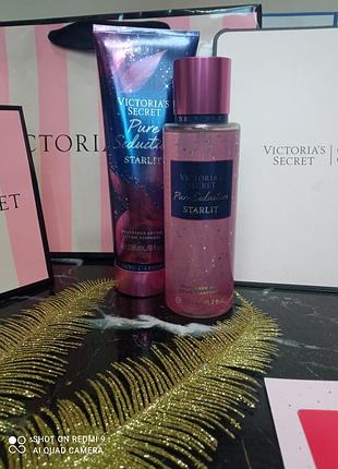 Подарочный набор лосьон и спрей мист victoria`s secret pure seduction starlit оригинал сша