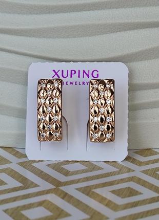 Серьги ксюпинг xuping позолота медицинское золото медицинская сталь