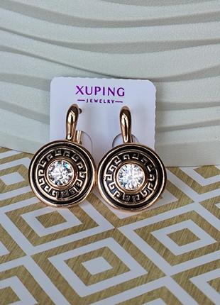 Винтажные серьги ксюпинг xuping позолота медицинское золото медицинская сталь черная эмаль