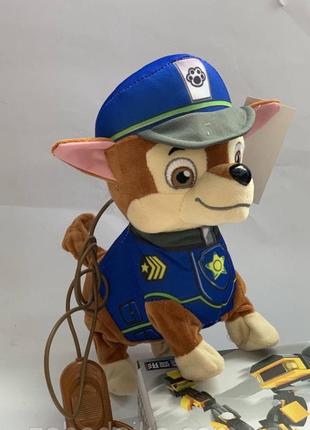 Гонщик щенячий патруль на поводке ходит, гавкает, песня из мульт мягкая игрушка щенки спасатели мегащенки