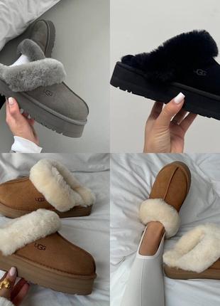 Ugg disquette натуральный замша мех угги на утолщенной подошве