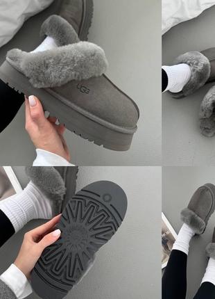 Ugg disquette натуральный замша мех угги на утолщенной подошве