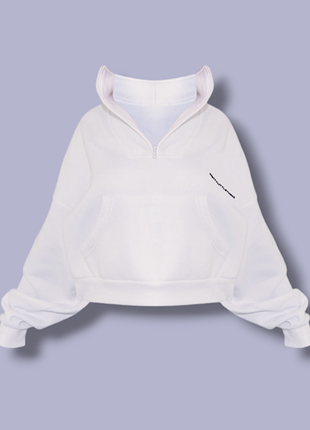 Білий світшот на півзастібці з кишенькою від prettylittlething