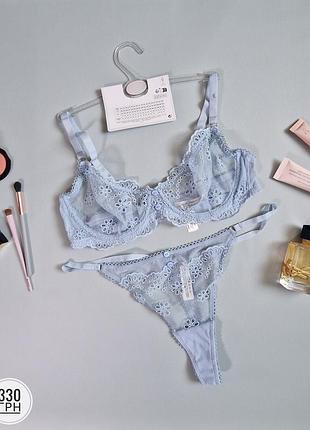 Кружевной комплект белья голубой комплект белья primark