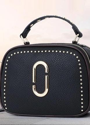 Маленькая женская сумочка эко кожа мини сумка чёрная серая