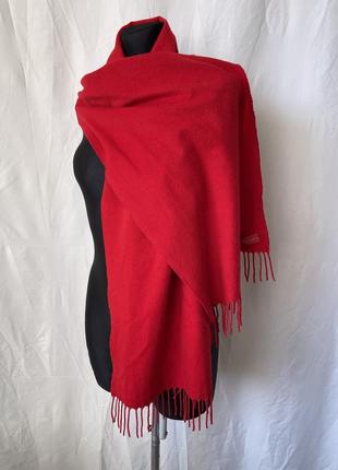 Красный шарф шерсть шелк piacenza италия люкс теплый зимний яркий шарфик