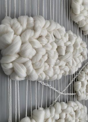 Макраме панно декор хмари шерсть меріноса