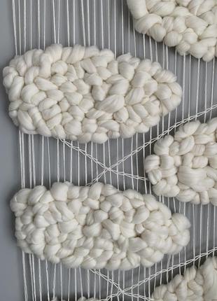 Макраме панно декор хмари шерсть меріноса