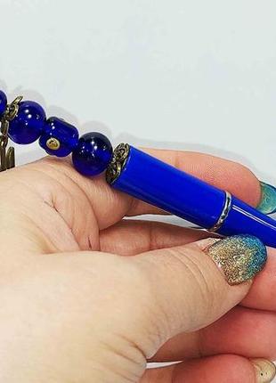Ручної роботи подарункова ручка ,  декорована  авторськими намистинами lampwork
