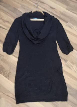 Теплое черное платье 7% кашемир