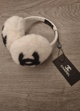 Меховые наушники повязка на голову в стиле chanel Pochette-ceinture меховое наушники шаннель3 фото