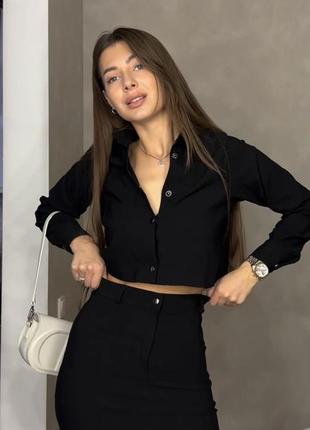 Женский костюм двойка с юбкой мини