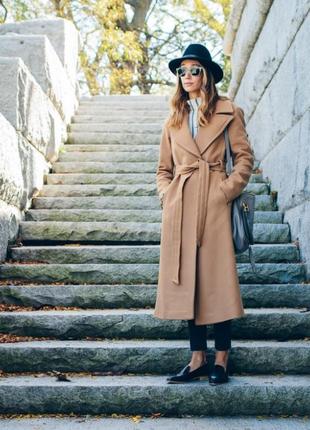 Шерстяное пальто с поясом 60% шерсть 20% кашемир, пальто-халат, пальто на запах cool code