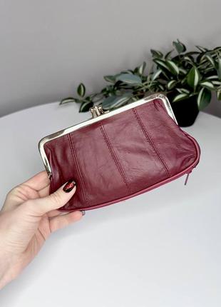 Жіночий великий бордовий гаманець монетниця на застібці поцілунок / гаманець для дріб'язку 555 116
