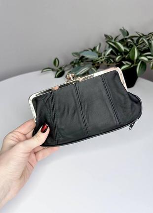 Жіночий великий чорний гаманець монетниця на застібці поцілунок / гаманець для дріб'язку 555 116
