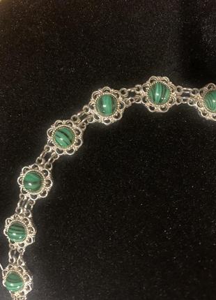 Браслет с малахитовым стеклом