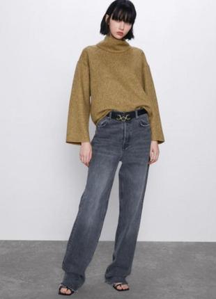 Модный укороченный оверсайз свитер под горло водолазка zara