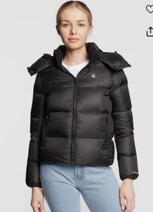 Пуховик куртка зимний короткий женский calvin side