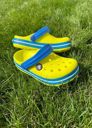 Детские кроксы сабо fun crocs crocband clog kids crocband kids tennis ball green/ocean детские кроксы сабо