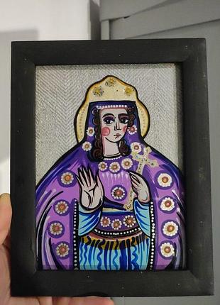 Икона праздника варвара нарисована на стекле