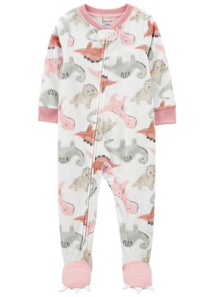Теплий флісовий чоловічок сліп комбінезон піжама carter’s картерс для дівчинки
