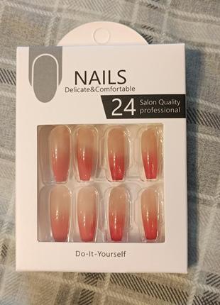 Накладные ногти с градиентом длинные