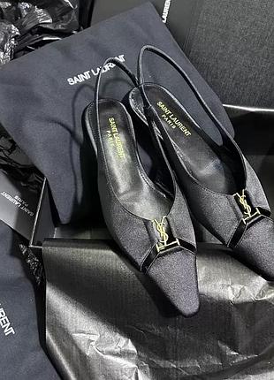 Атласные открытые туфли слингбеки ysl