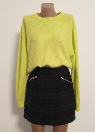 Теплая юбка в клетку на подкладке